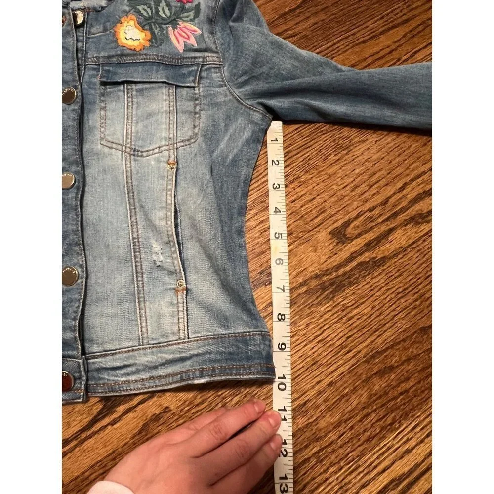 Mayoral | Denim Jean Jacket Embroidered‎ Flowers Sz 16 Girls